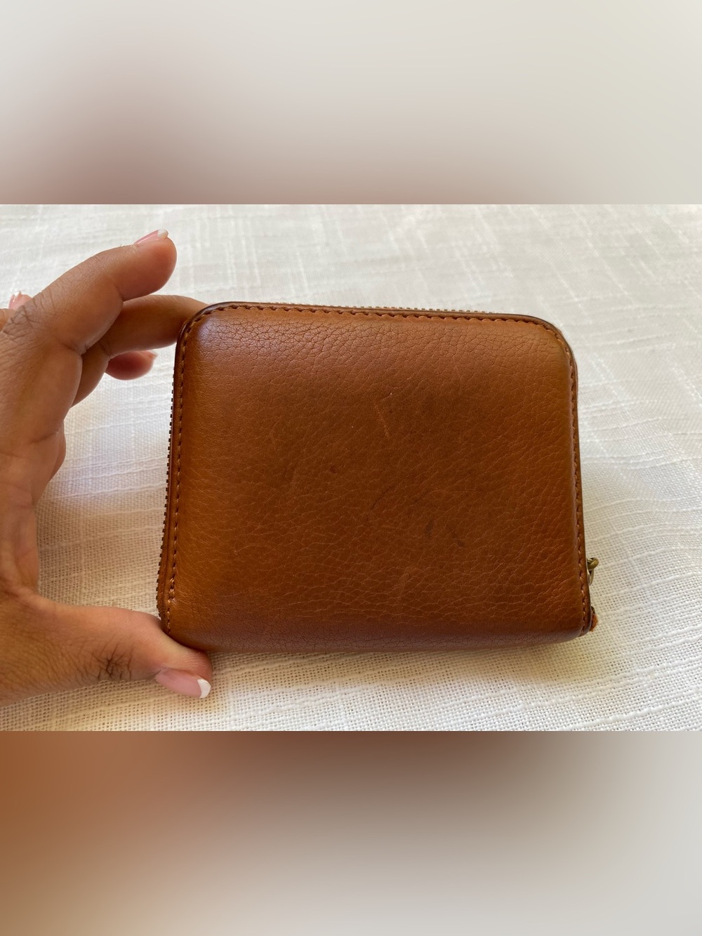 Authentic Coach Small Zipper Card Case Wallet in Tan Brown Leather y2k - Picture 2 of 8